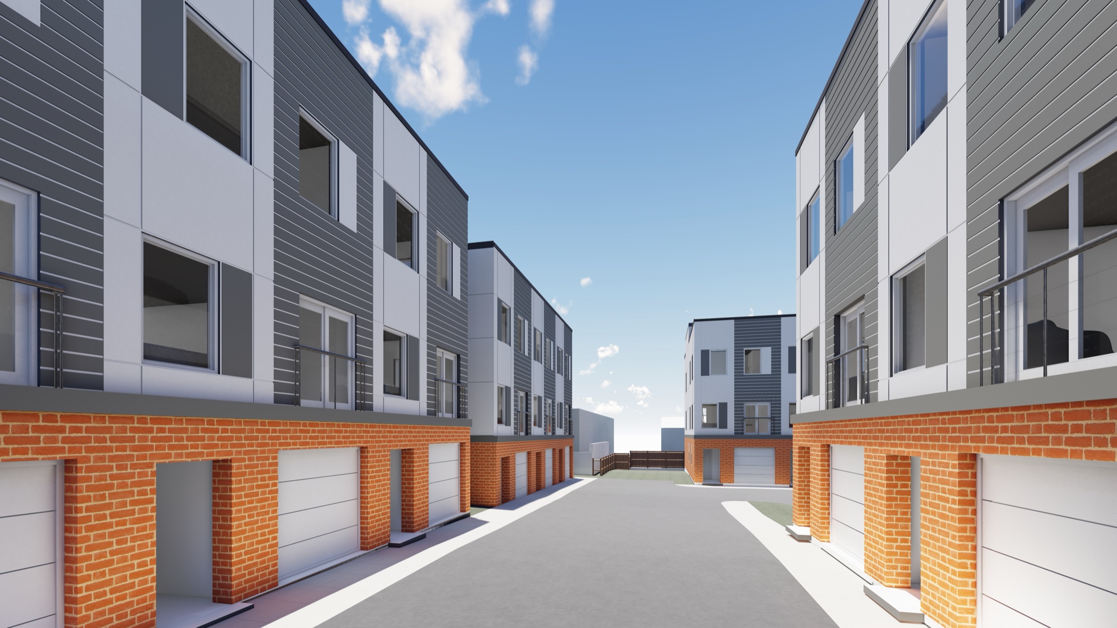 Brick and panel facades of the new residences